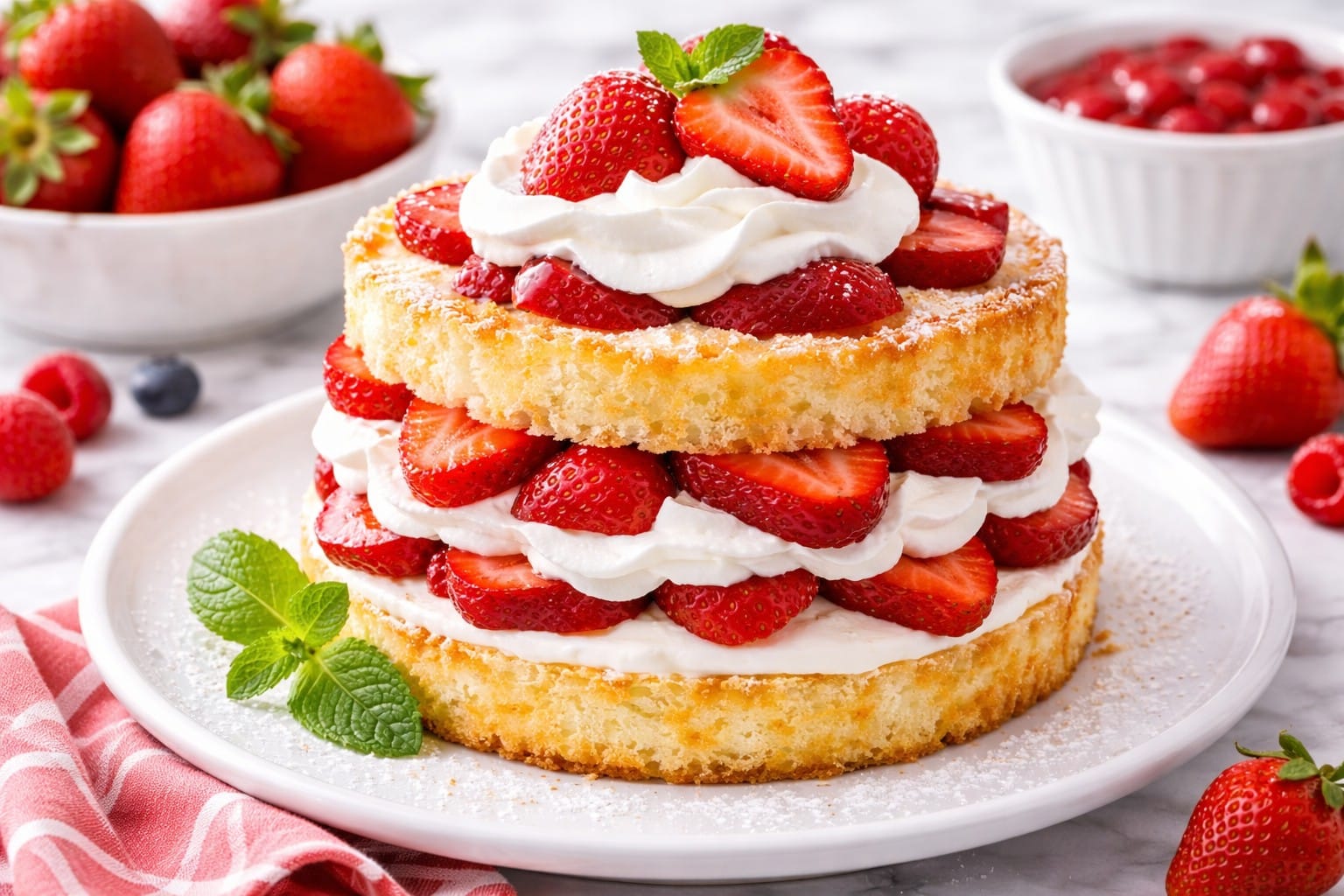 strawberry shortcake with angel food cake