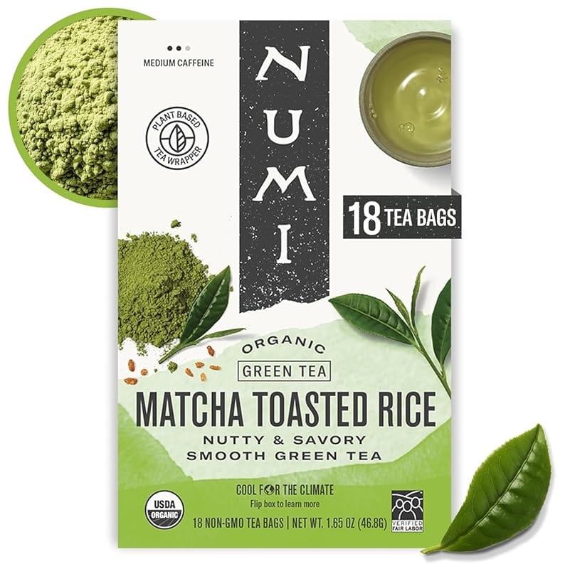 Numi Organic Matcha Toasted Rice Tea, Micro-Plastic Free, 18 Tea Bags