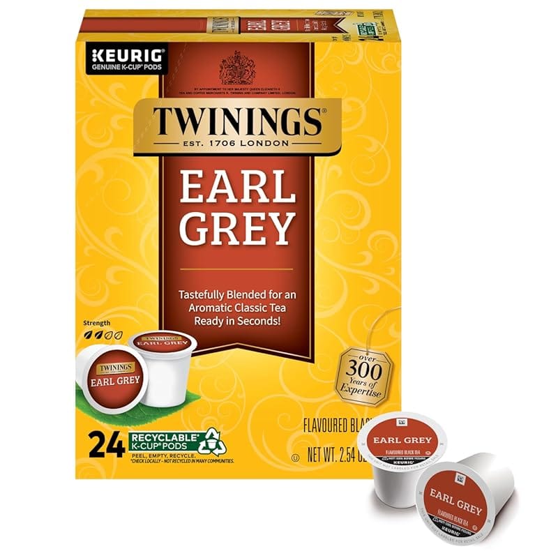 Twinings Earl Grey Tea K-Cup Pods for Keurig, Flavoured with Bergamot,