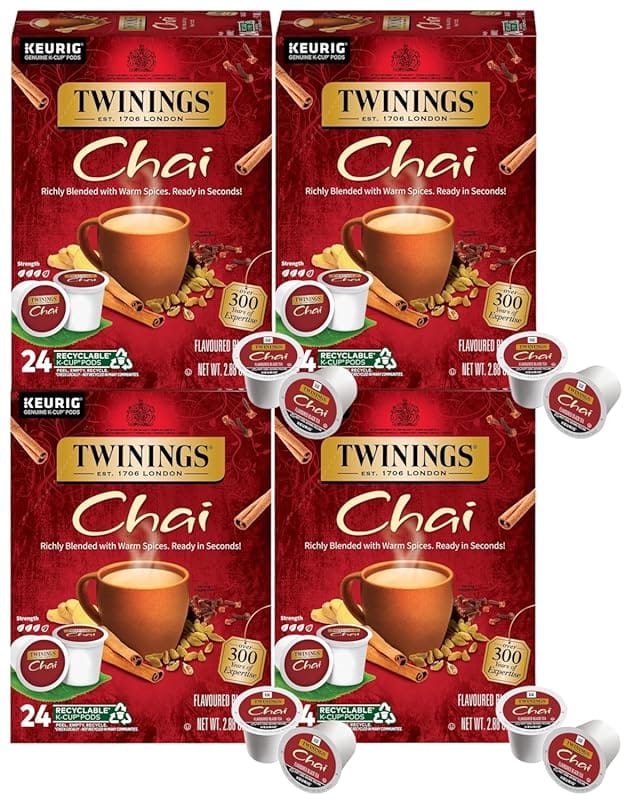 Twinings Chai Tea K-Cups for Keurig, 96 Count (Pack of 4)