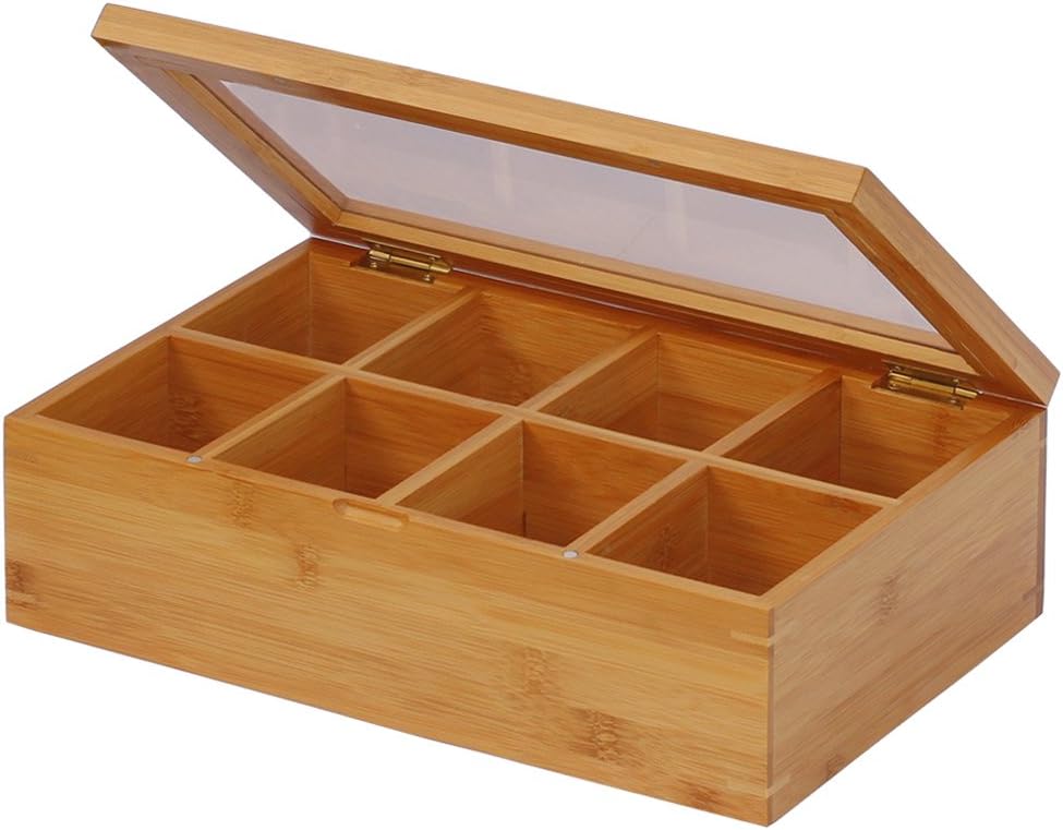 Oceanstar Bamboo Tea Box, 12 Inch Natural Storage Organizer