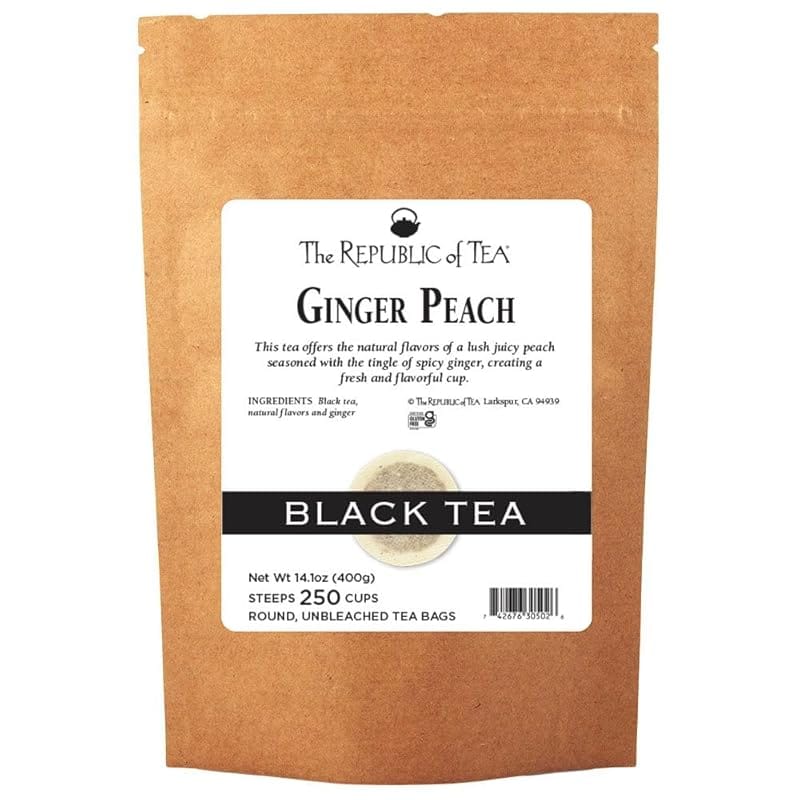 The Republic of Tea Ginger Peach Caffeinated Black Tea, Refill Pack of