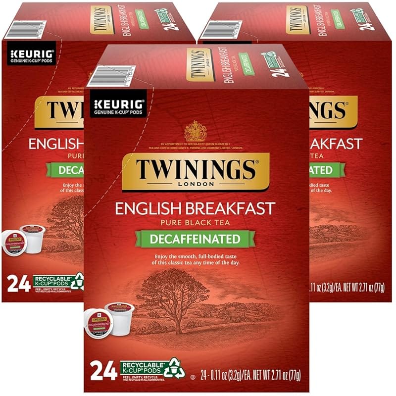 Twinings Decaf English Breakfast Tea K-Cup Pods for Keurig, Smooth & R