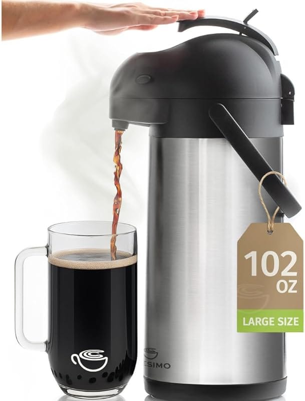 Cresimo 102oz Coffee Carafe with Pump, 12-Hour Hot Water Airpot for Pa