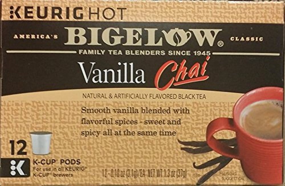Bigelow Vanilla Chai Black Tea K-Cups for Keurig, Caffeinated, 12 Coun