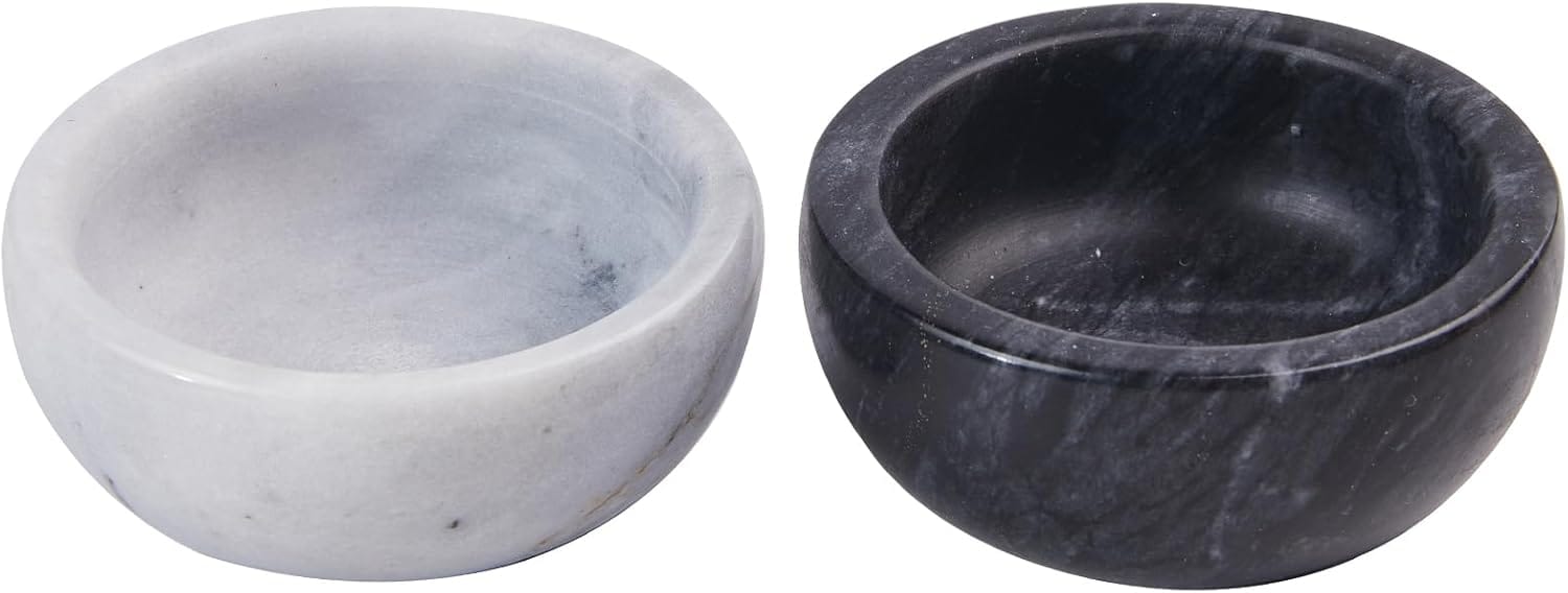 Mini Marble Sauce Cups Set – Handmade White & Black Dipping Bowls