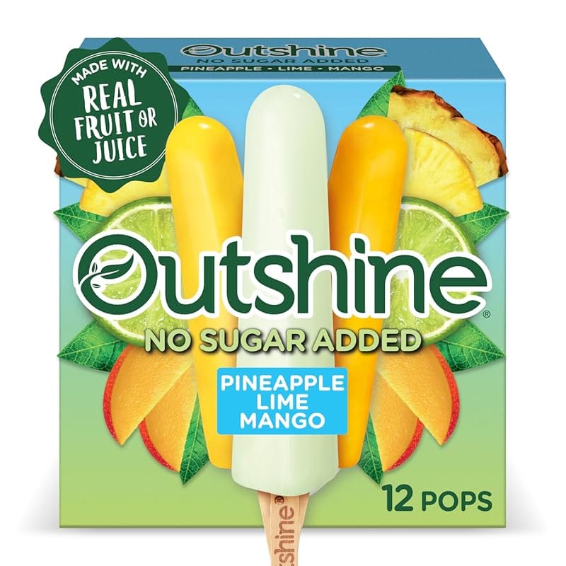 Outshine No Sugar Added Pineapple, Lime & Mango Mini Fruit Pops, 12ct