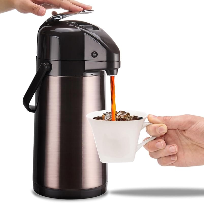 PARACITY Airpot Coffee Carafe with Double Pump & Lazy Susan Base for H