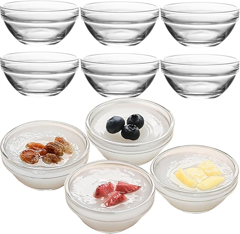 10-Pack Small Clear Glass Ramekins for Custard, Dipping & Prep - Micro