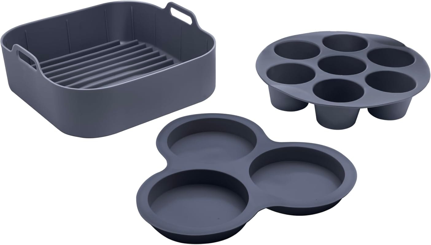 Gourmia Air Fryer Accessories Set: 3 Piece Silicone Liner Egg Bite 7-H