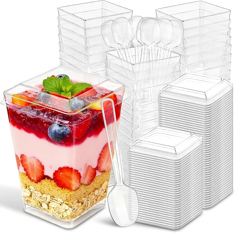 Willinglong 80 Pcs Spring Eggs Mini Cake Pans with Lids, Spoons & Stic