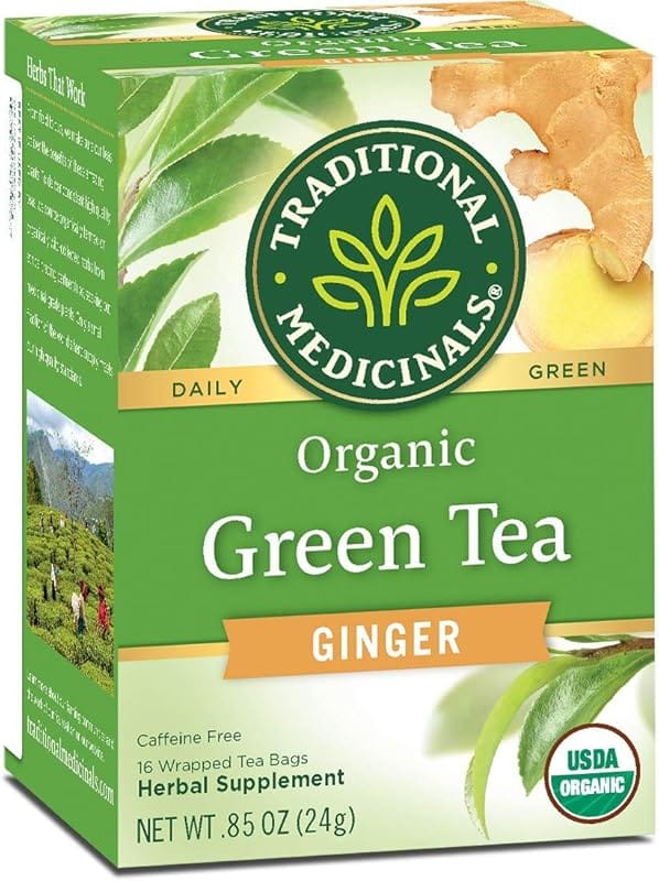 Traditional Medicinals Organic Green Ginger Herbal Tea for Healthy Dig
