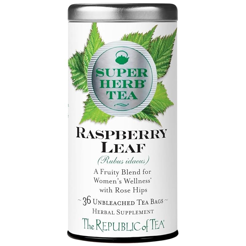 The Republic of Tea Raspberry Leaf SuperHerb Tin, 36 Caffeine-Free Bag