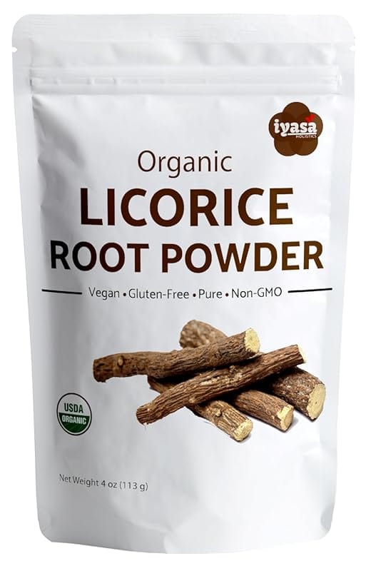Iyasa Holistics Licorice Root Powder 4 oz - USDA Certified Organic Lic