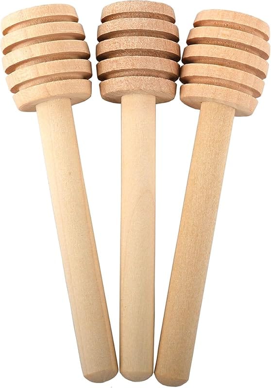 Wooden Honey Dipper Sticks – 3Pcs Mini Stirrer for Jar Dispense & Mixi