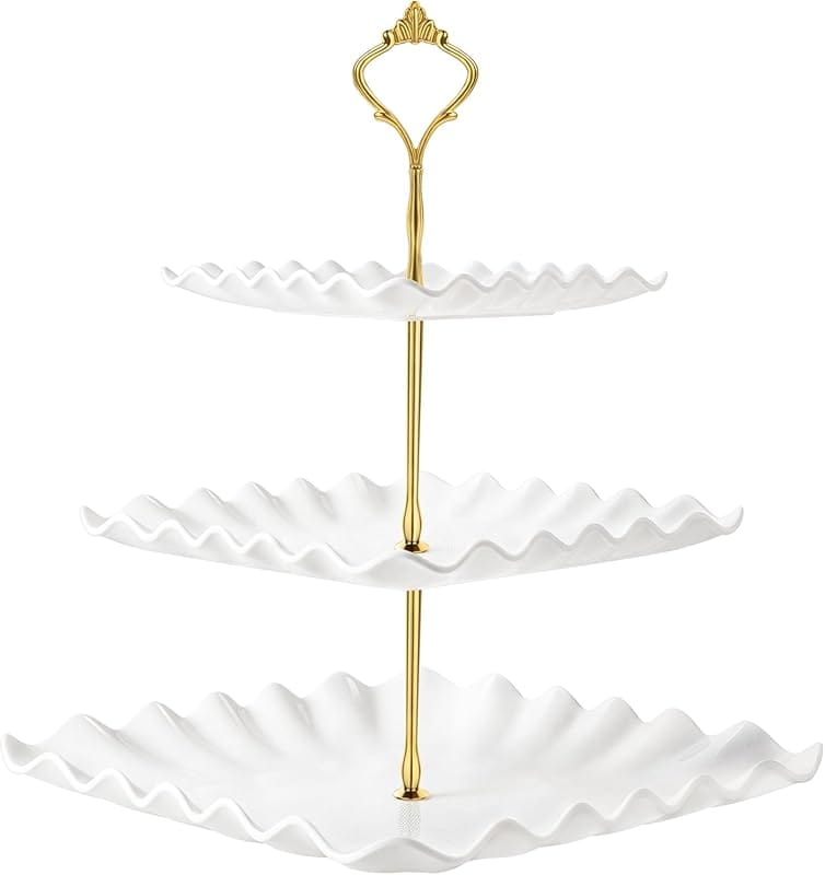 DAFURIET 3 Tier Plastic Cupcake Stand – Metal Rod Support for Tea Part