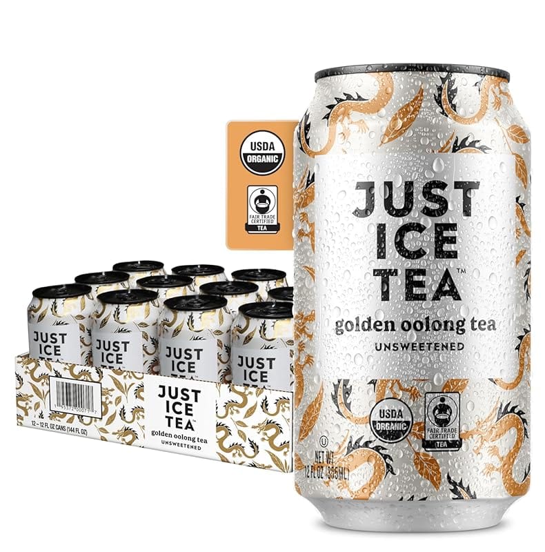 Just Ice Tea Golden Oolong Iced Tea 12-Pack Organic Unsweetened Fair T